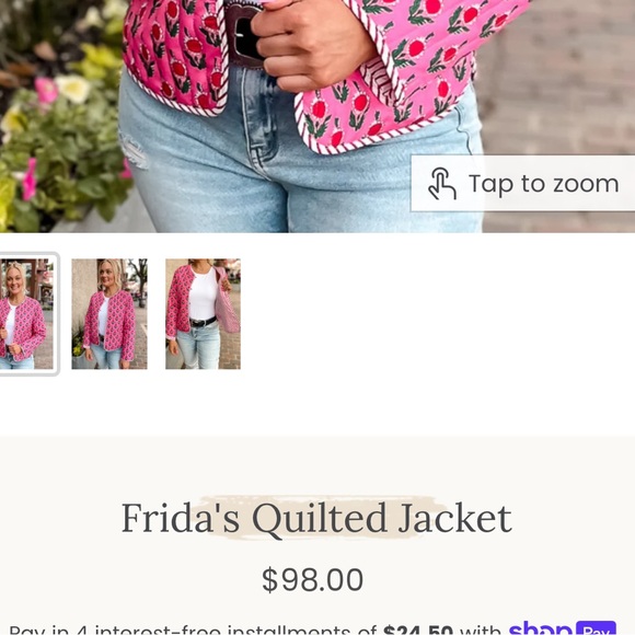 🌺Ready to Bloom Cotton Quilted Jacket Reversible jacket Inside Stripes viral - Picture 7 of 8